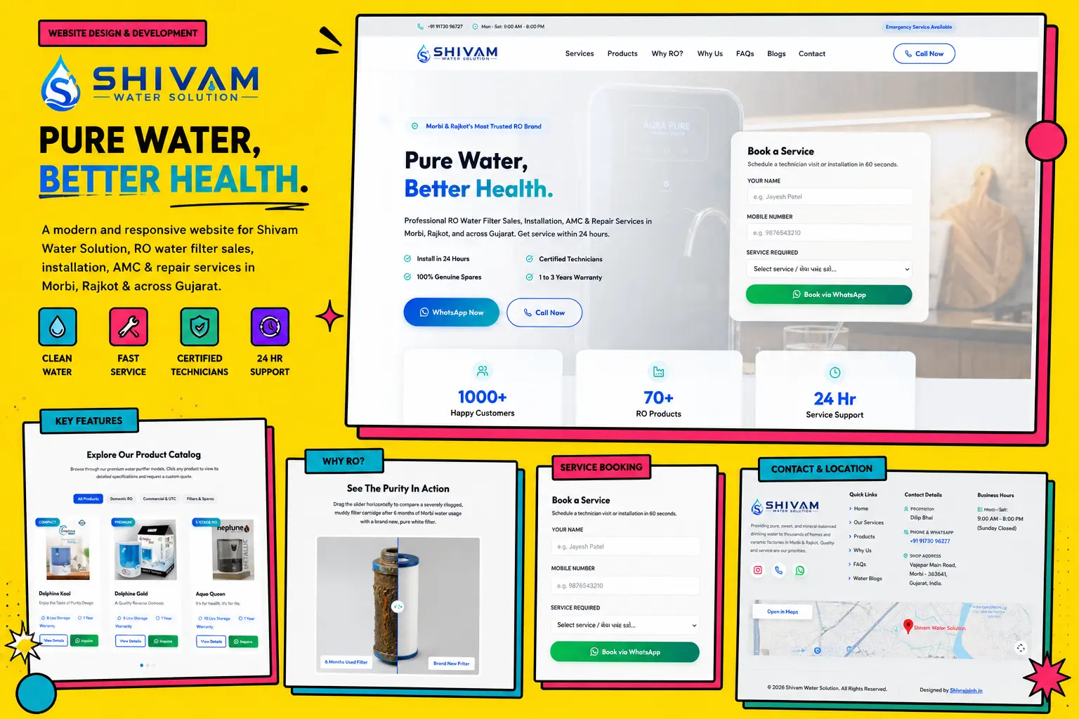 Shivam RO Water Solution — Water purifier business website built with Next.js, Tailwind CSS and Cloudflare D1